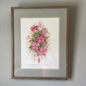 Carole Holding Signed Bermuda Hibiscus & Periwinkle Limited Edition Print 1993